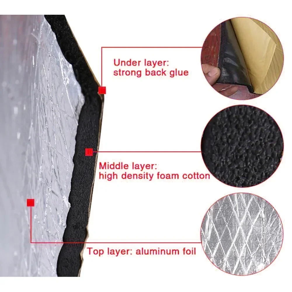 Sound Deadener Mat Auto Acoustic Thermal Mat Sound Proof Wall Panels Car Deadening Noise Insulation Mats for Car 5/10mm 200x50cm