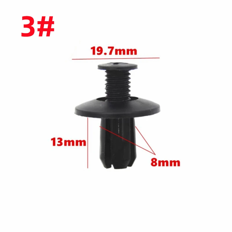 20Pcs Fit For 6MM 7MM 8MM 9MM 10MM Hole Auto Clips Bumper Fasteners Black Plastic Automotive Screw Retainer Clip Car Fender Clip