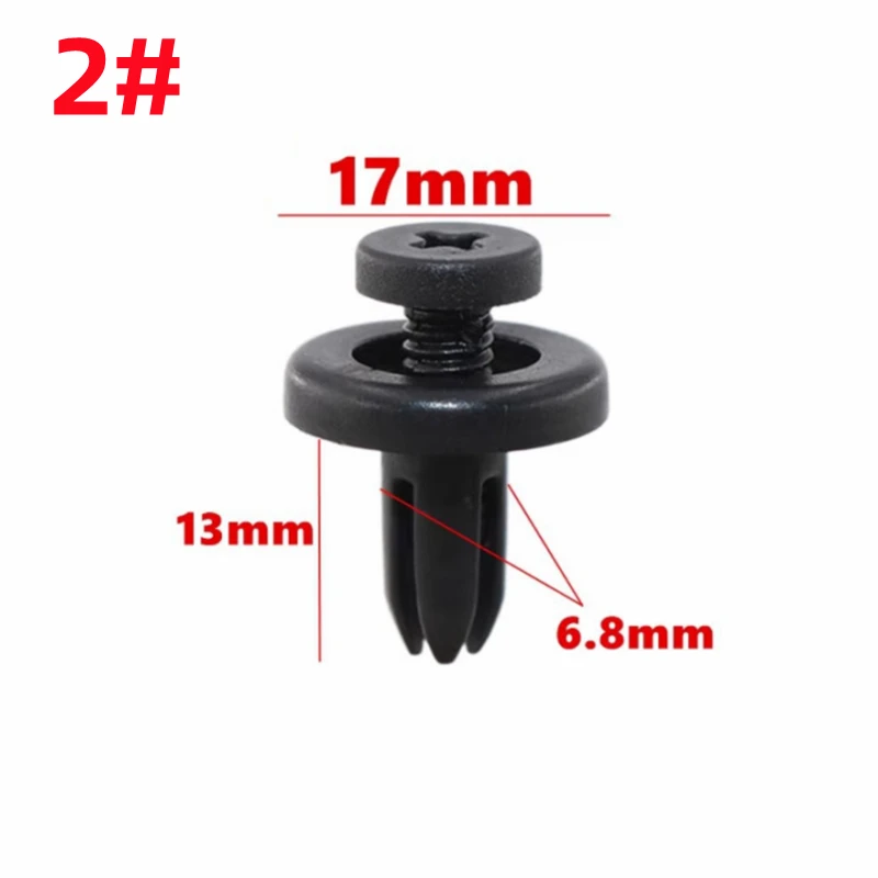 20Pcs Fit For 6MM 7MM 8MM 9MM 10MM Hole Auto Clips Bumper Fasteners Black Plastic Automotive Screw Retainer Clip Car Fender Clip