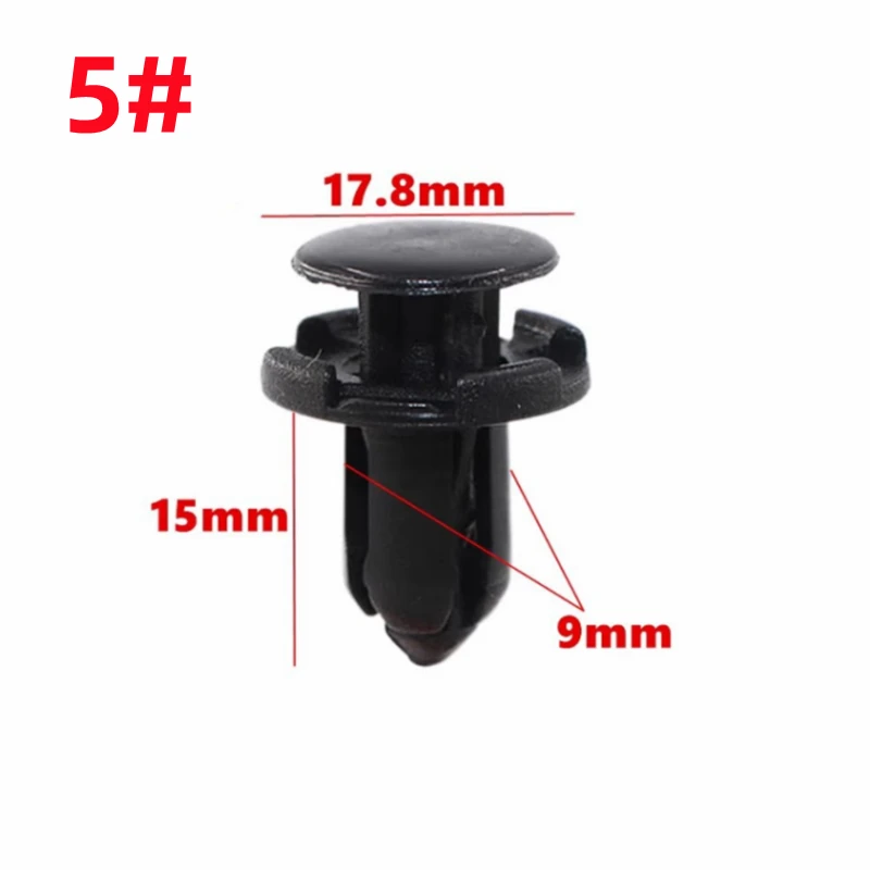 20Pcs Fit For 6MM 7MM 8MM 9MM 10MM Hole Auto Clips Bumper Fasteners Black Plastic Automotive Screw Retainer Clip Car Fender Clip