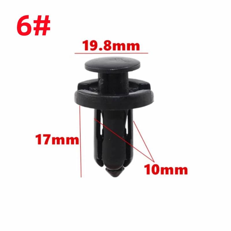 20Pcs Fit For 6MM 7MM 8MM 9MM 10MM Hole Auto Clips Bumper Fasteners Black Plastic Automotive Screw Retainer Clip Car Fender Clip