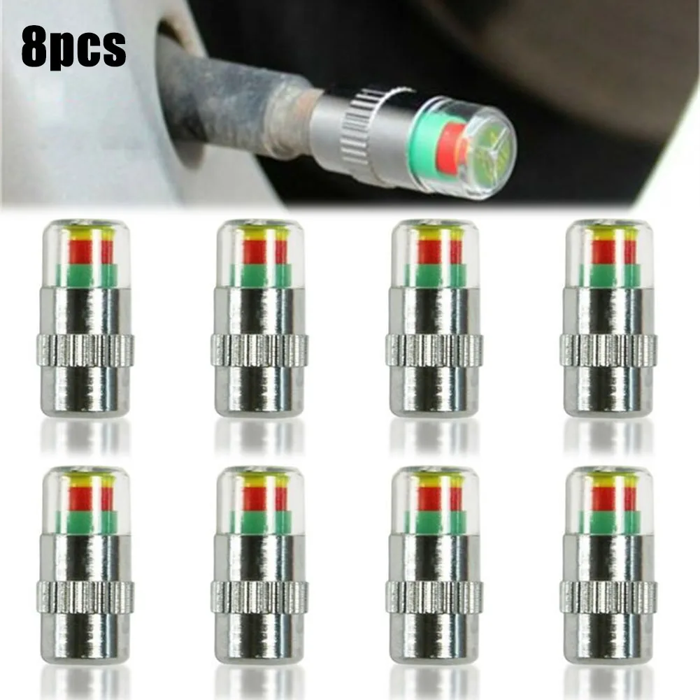 8pcs Motorcycle Car Tire Pressure Monitor Valve Cap Sensor Indicator Eye Alert Auto Tire Pressure Inspection Tool Tire valve