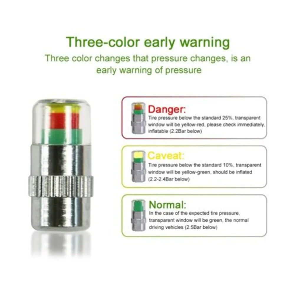 8pcs Motorcycle Car Tire Pressure Monitor Valve Cap Sensor Indicator Eye Alert Auto Tire Pressure Inspection Tool Tire valve