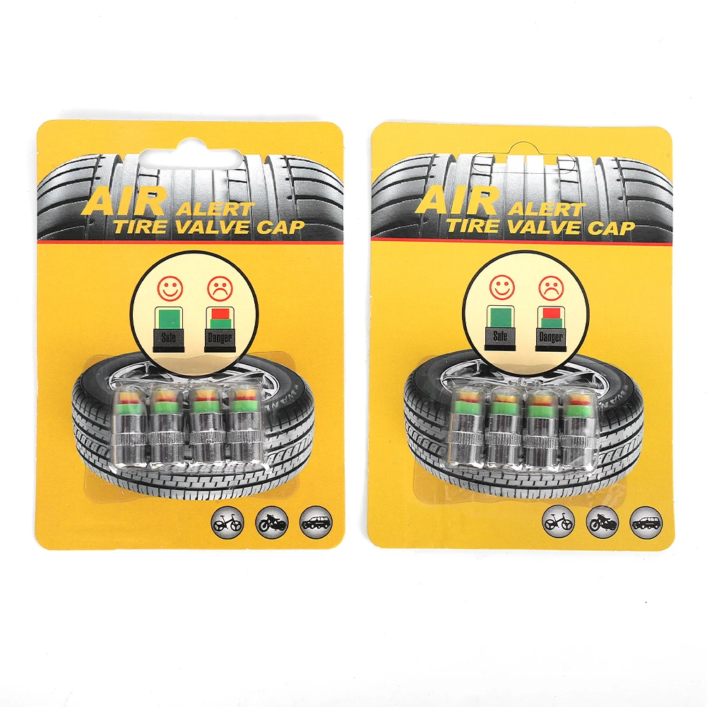 8pcs Motorcycle Car Tire Pressure Monitor Valve Cap Sensor Indicator Eye Alert Auto Tire Pressure Inspection Tool Tire valve