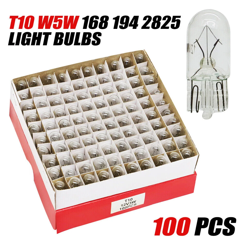 A Box Of 100 Light Bulbs 194 T10 Incandescent Bulbs Interior Dome High Mount Stop Directional Signal 657 912 1250