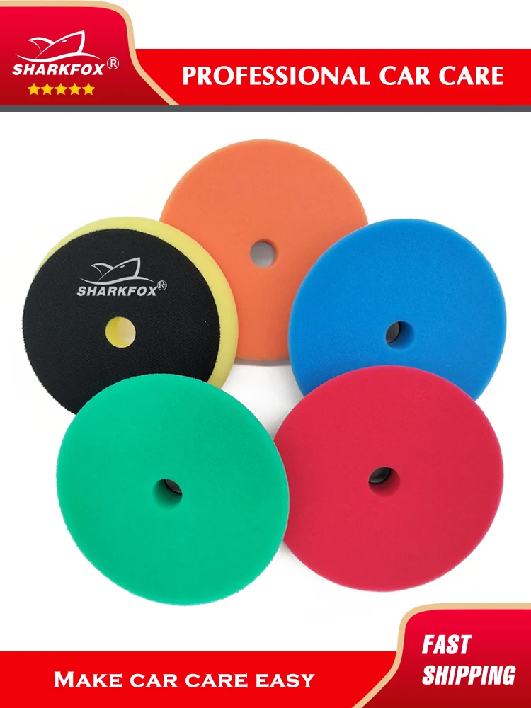 Sharkfox 5"/6"125mm/150mm Car Polishing Germany Sponge Buffing Polisher Pads Smooth Buffer Pad Removes Scratch For Polishing