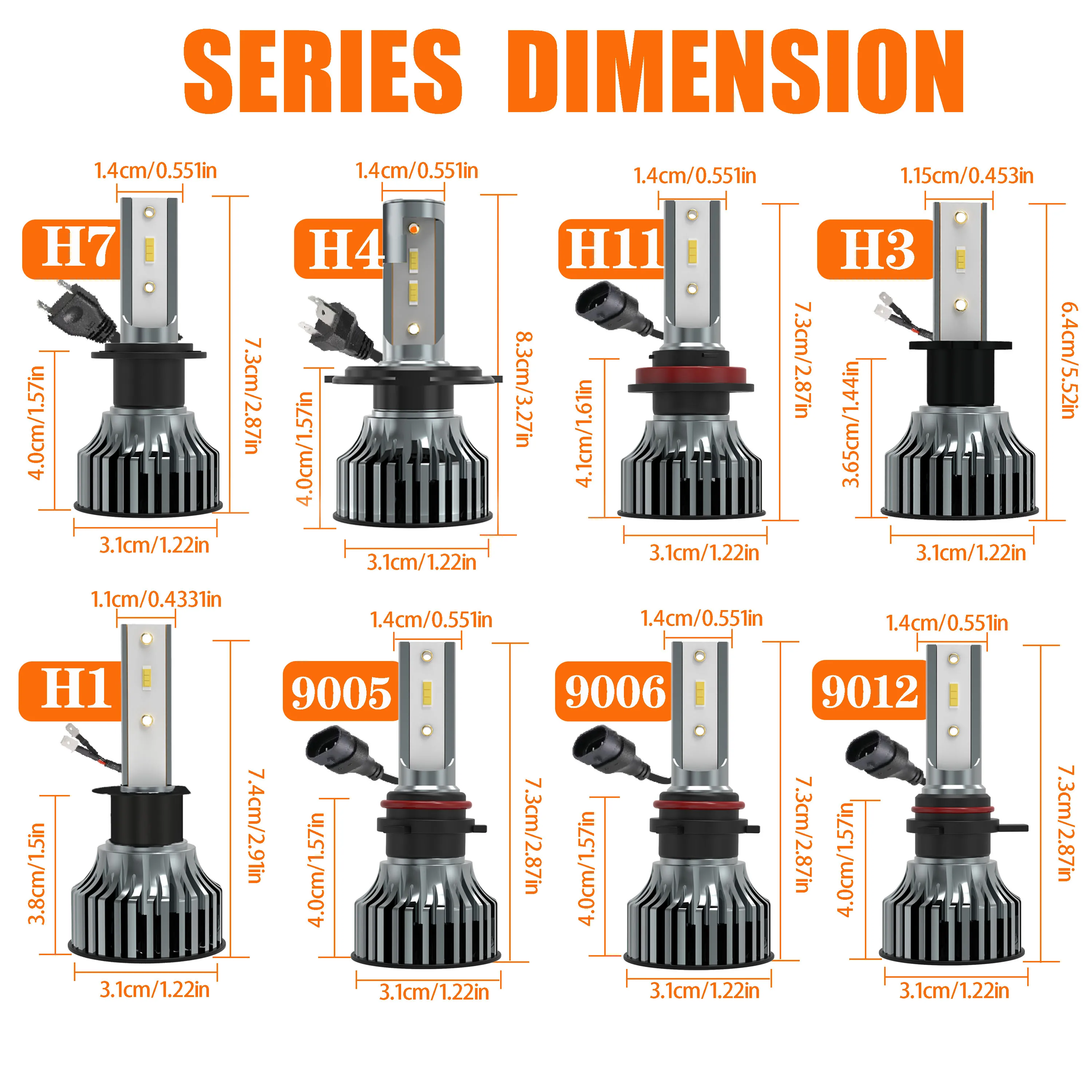 Heyword 150000lm 450W 1860 CSP Chip 3000k/4300k/6000k/8000k Car LED Headlight H4 H7 H1 LED Headlights 9005 H7 H11 LED Light