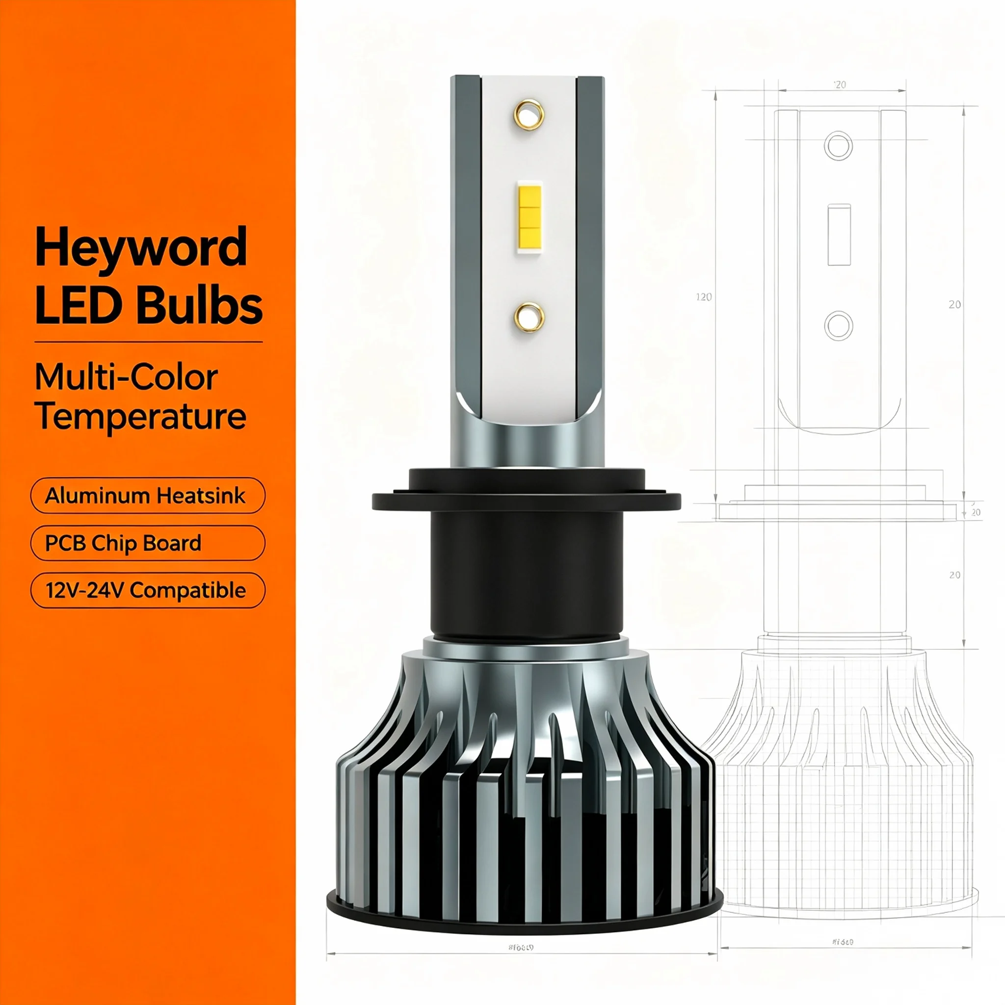 Heyword 150000lm 450W 1860 CSP Chip 3000k/4300k/6000k/8000k Car LED Headlight H4 H7 H1 LED Headlights 9005 H7 H11 LED Light
