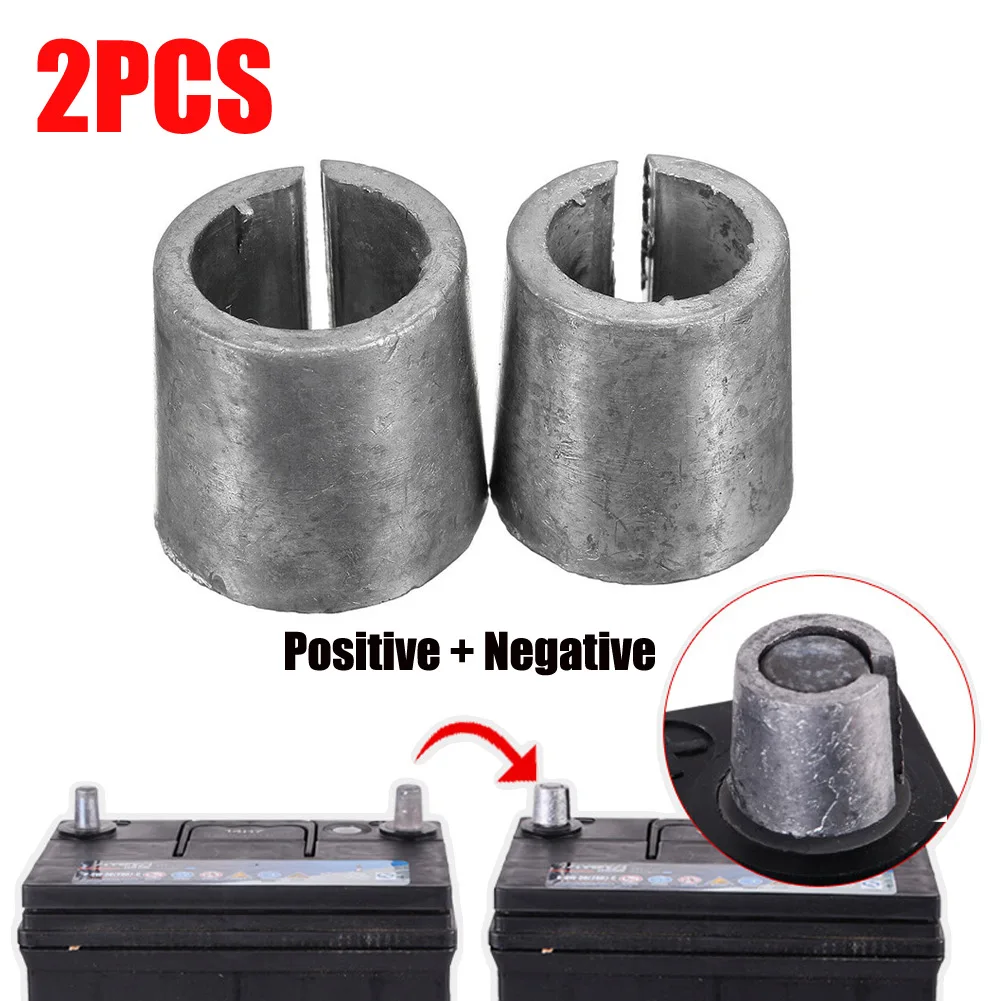 2 Pcs Car Battery Post Adaptors Sleeves Car Battery Terminal Converters Post Adaptors Sleeves Positive Negative Repair Shim