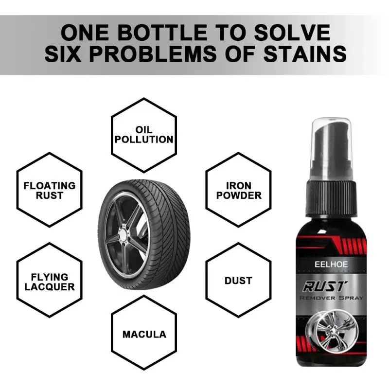 30ML Multi Purpose Rust Remover Spray Metal Surface Chrome Paint Car Maintenance Iron Powder Cleaning Super Rust Remover Cleaner