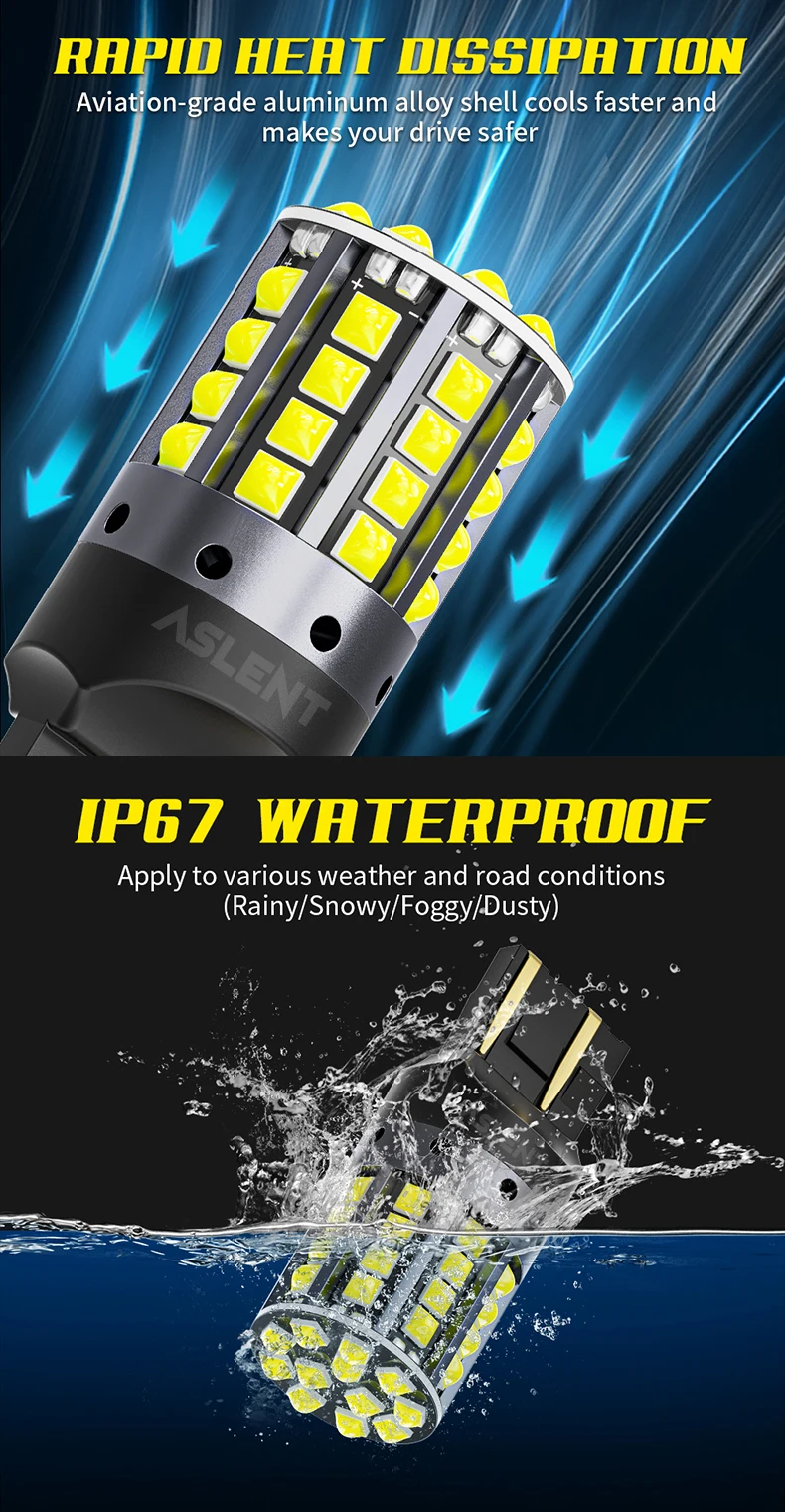 2x 1157 BAY15D P21/5W 1156 BA15S P21W BAU15S PY21W LED 95% Canbus 44SMD 7440 7443 W21W T20 Turn Signal Reverse Brake Light Bulb