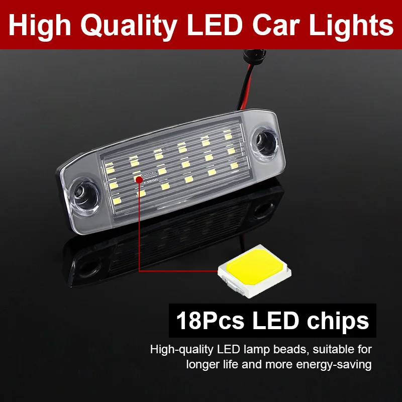 2pcs 12v White 18LEDs For Kia Sportage 2010-up For Hyundai Kona 2017- For i40 CW 2011- High Quality SMD Car License Plate Lights