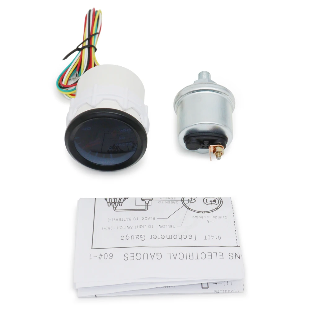 52mm Boost/Vacuum/Water Temp/Oil Temp/Oil Press/Voltage/Tachometer/Air Fuel Ratio/EGT Gauge Analog Blue Led+ 52MM Gauge Pods