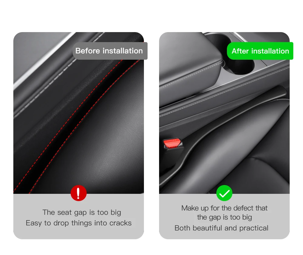 YZ For Tesla Car Seat Gap Filler Side Seam Plug Strip Styling Seat Gap Leak-proof Filling Strip Interior Decoration Supplies