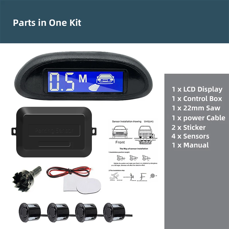 Hippcron Parking Sensor For Car With Auto Parktronic Reverse LED Monitor 4 Sensors Radar Detector System Backlight Display