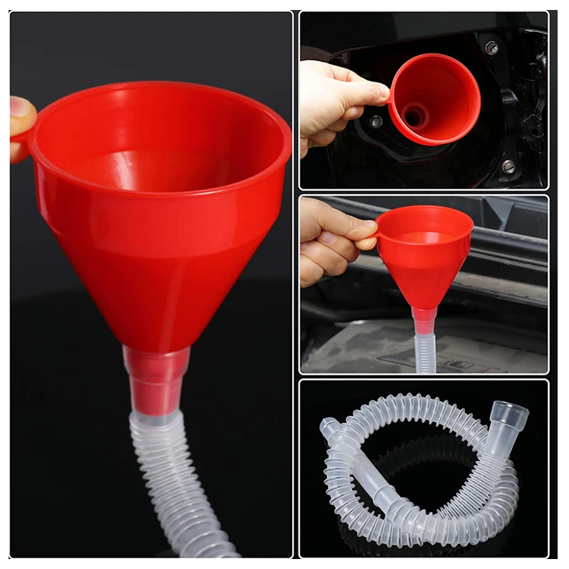 Car Refueling Funnel Detachable Telescopic Extension Long Hose Pipe Engine Gasoline Oil Filling Equipment Tools Auto Accessories