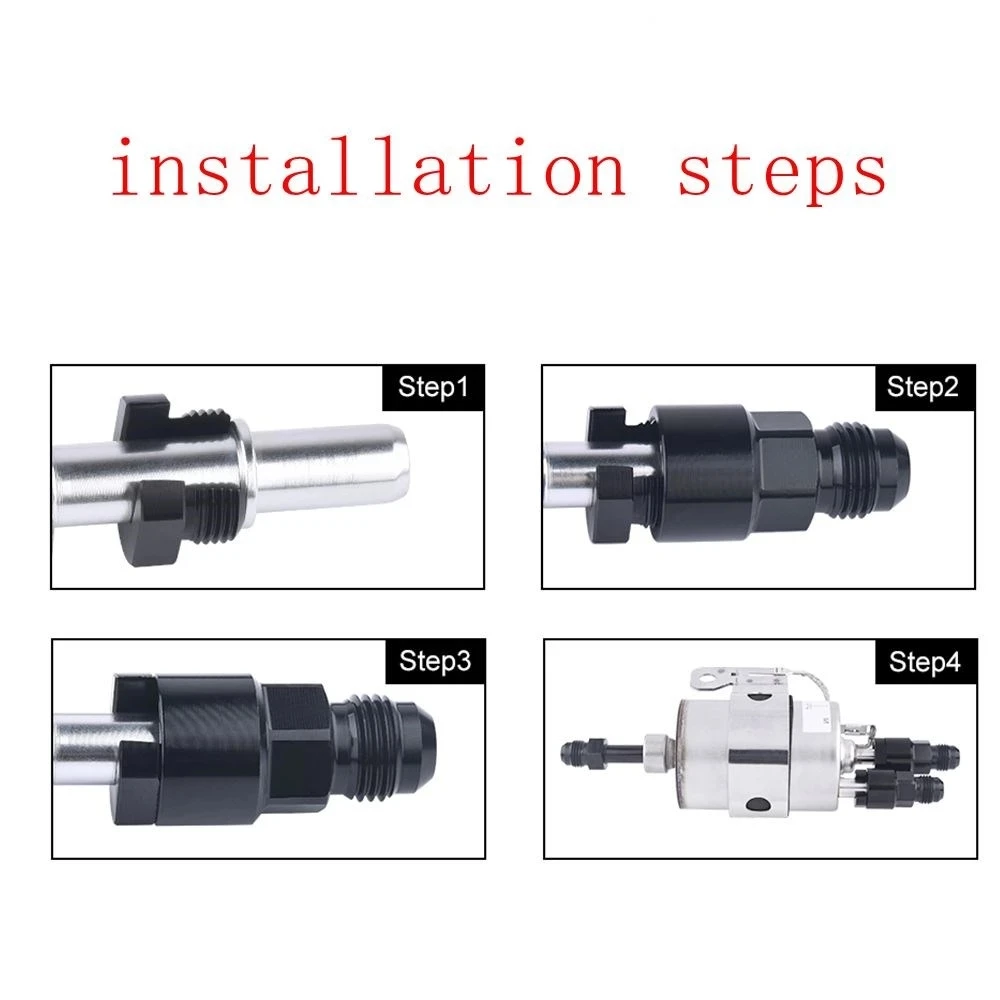 Quick Connect 6AN AN6 Male To 3/8", 5/16" Quick Disconnect Male Push On EFI Fitting Adapter Aluminum Black TF-1081-90-5/16