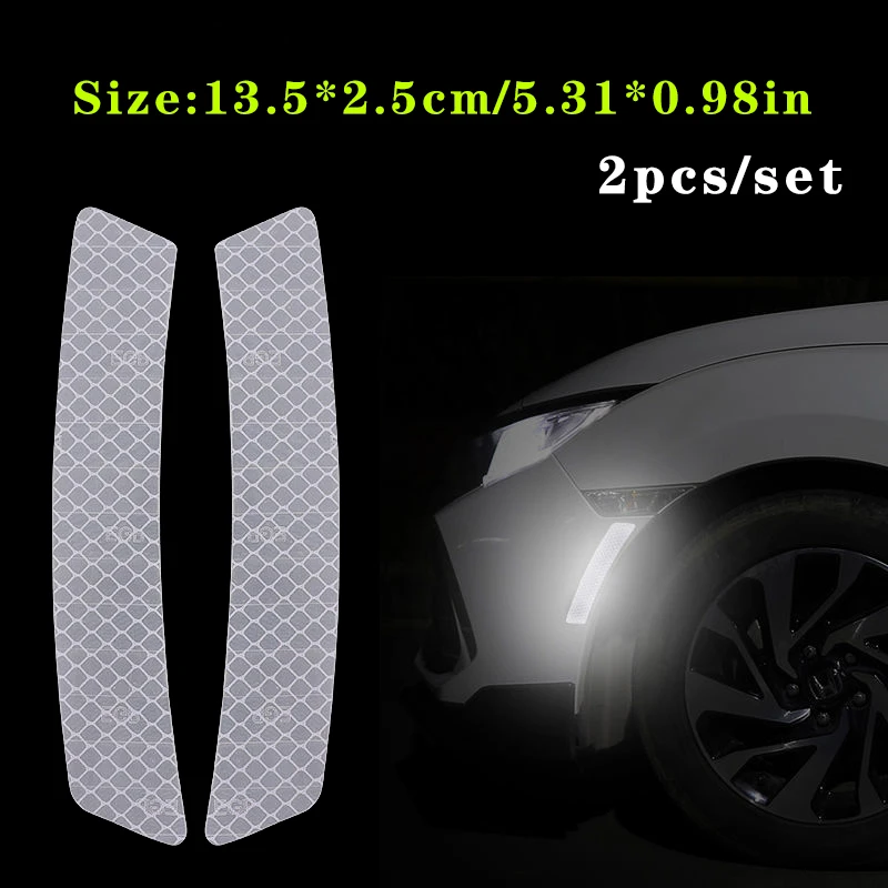 2pcs/set Car Reflective Safety Strip Stickers Car Wheel Eyebrow Reflective Sticker Reflective Warning Safety Tape