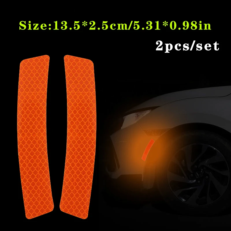 2pcs/set Car Reflective Safety Strip Stickers Car Wheel Eyebrow Reflective Sticker Reflective Warning Safety Tape