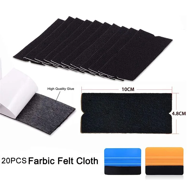 20Pcs Squeegee Felt Cloth for Car Vinyl Film Wrapping Scraper No Scratch Microfiber Replaceable Felts for Vinyl Spatula