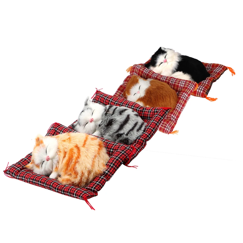 Lovely Plush Kittens Doll Toy Car-styling Car Ornaments Dashboard Decoration Home Decoration Cute Simulation Sleeping Cats