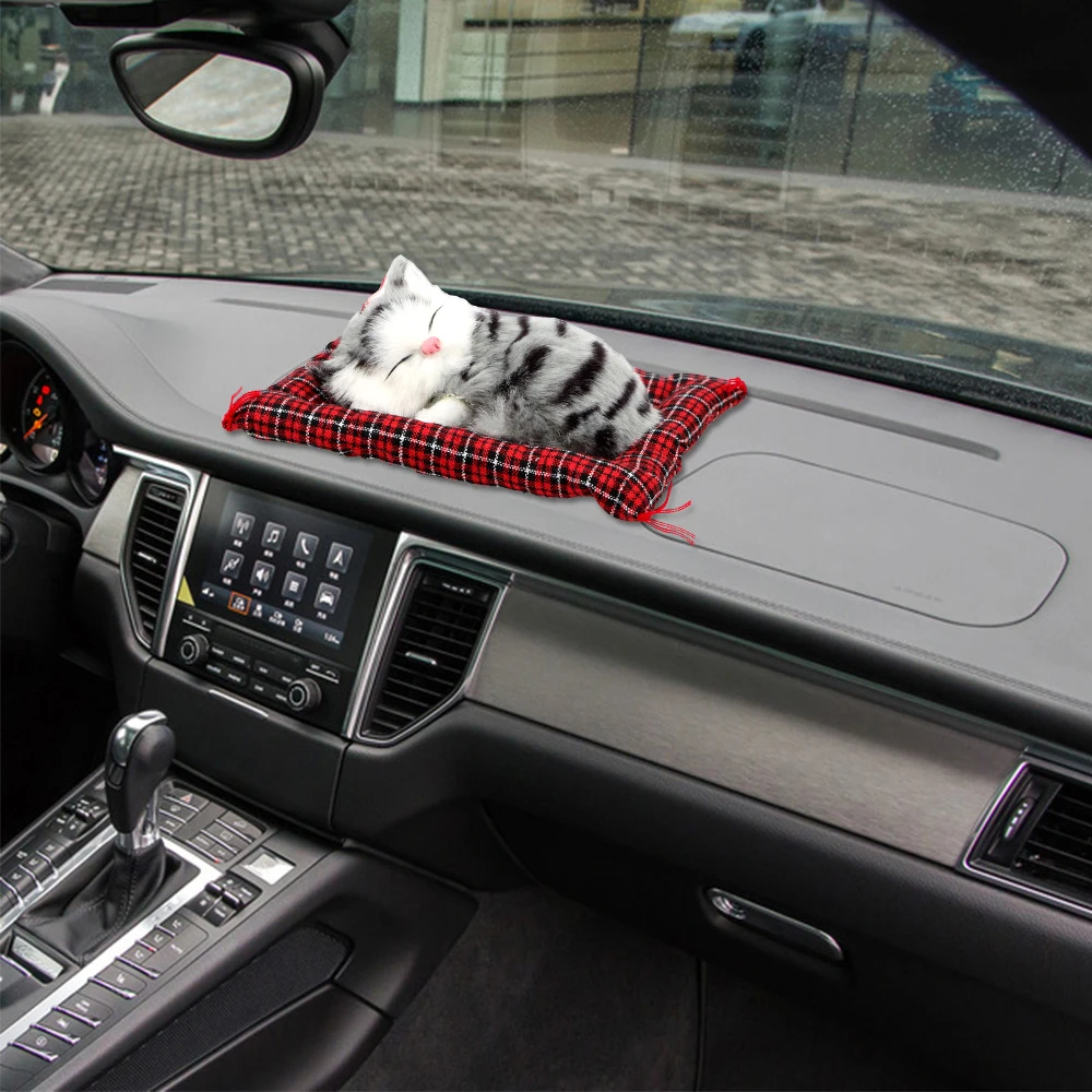 Lovely Plush Kittens Doll Toy Car-styling Car Ornaments Dashboard Decoration Home Decoration Cute Simulation Sleeping Cats