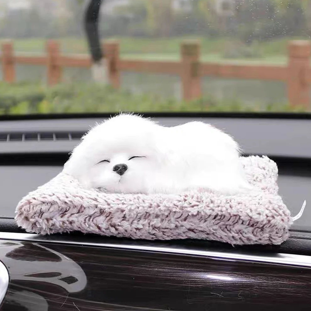 Car Dashboard Ornaments Decor Interior Cute Simulation Plush Cats Dogs Toy Automobiles Decoration Auto Accessories
