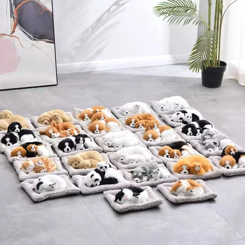 Car Dashboard Ornaments Decor Cute Simulation Plush Cats Dogs Toy Automobiles Decoration Interior Children Gift Auto Accessories