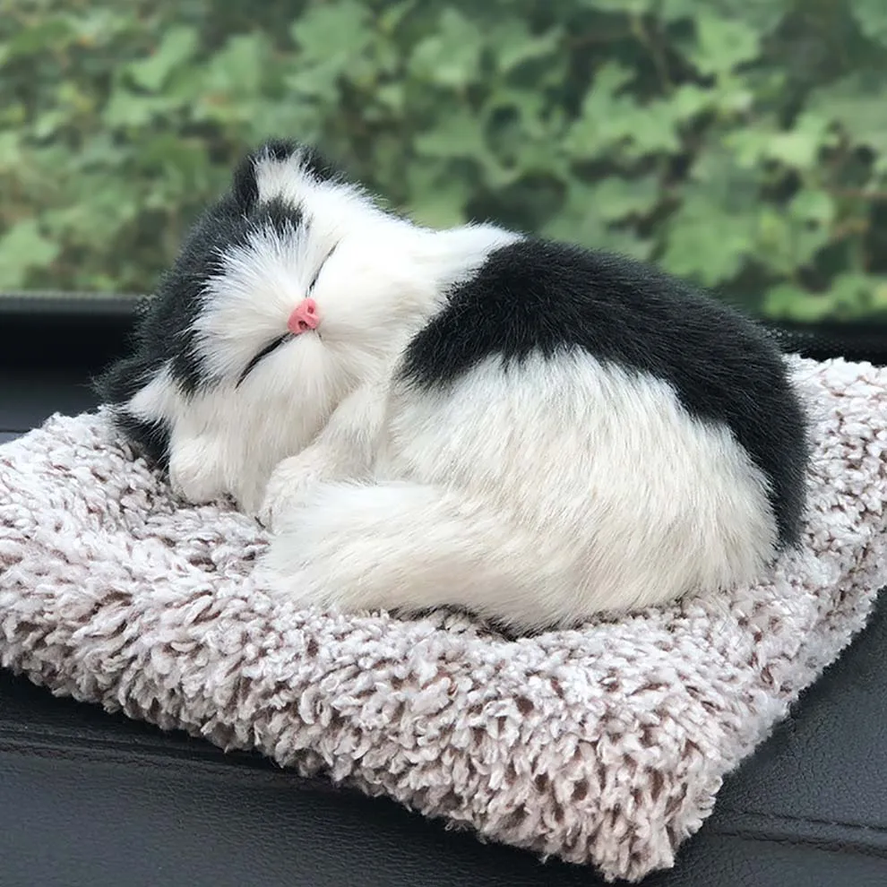 Car Dashboard Ornaments Decor Interior Cute Simulation Plush Cats Dogs Toy Automobiles Decoration Auto Accessories
