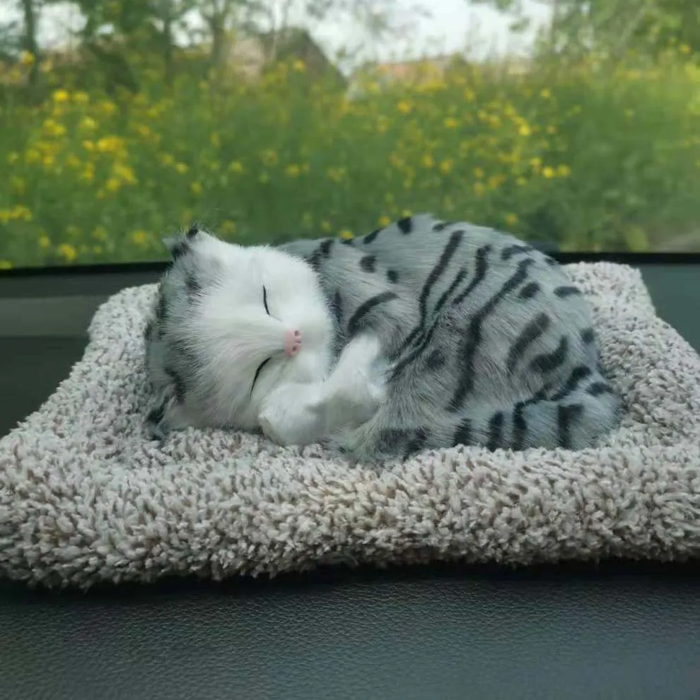 Car Dashboard Ornaments Decor Interior Cute Simulation Plush Cats Dogs Toy Automobiles Decoration Auto Accessories