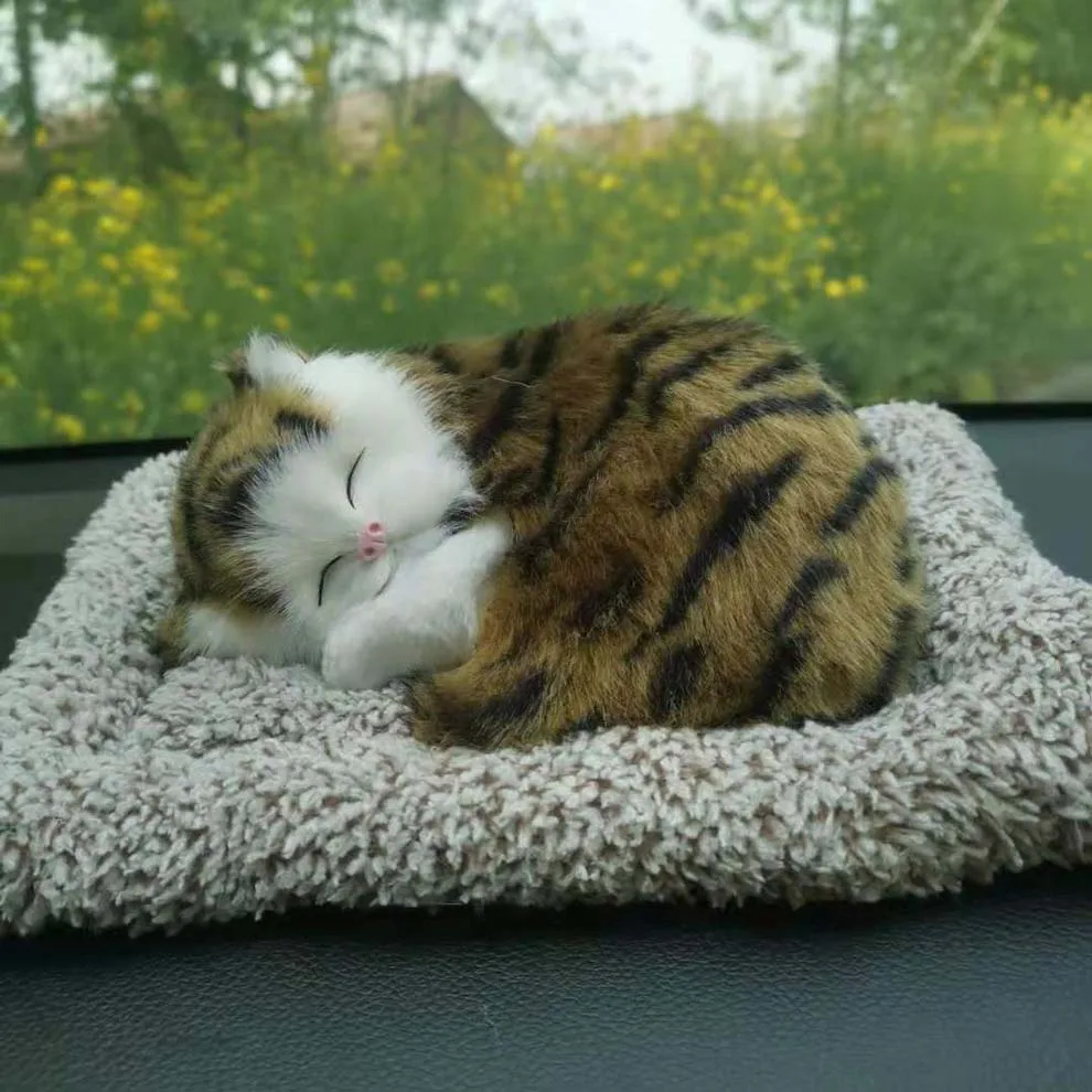 Car Dashboard Ornaments Decor Interior Cute Simulation Plush Cats Dogs Toy Automobiles Decoration Auto Accessories