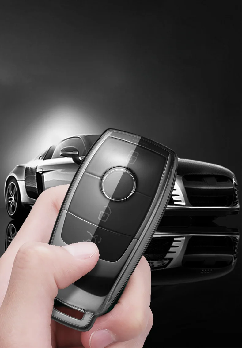 Transparent TPU Car Key Case Cover for Mercedes Benz E C S GLC Class E200 E400 E63 W213 S550 S560 C260 A200 Key Shell Protector