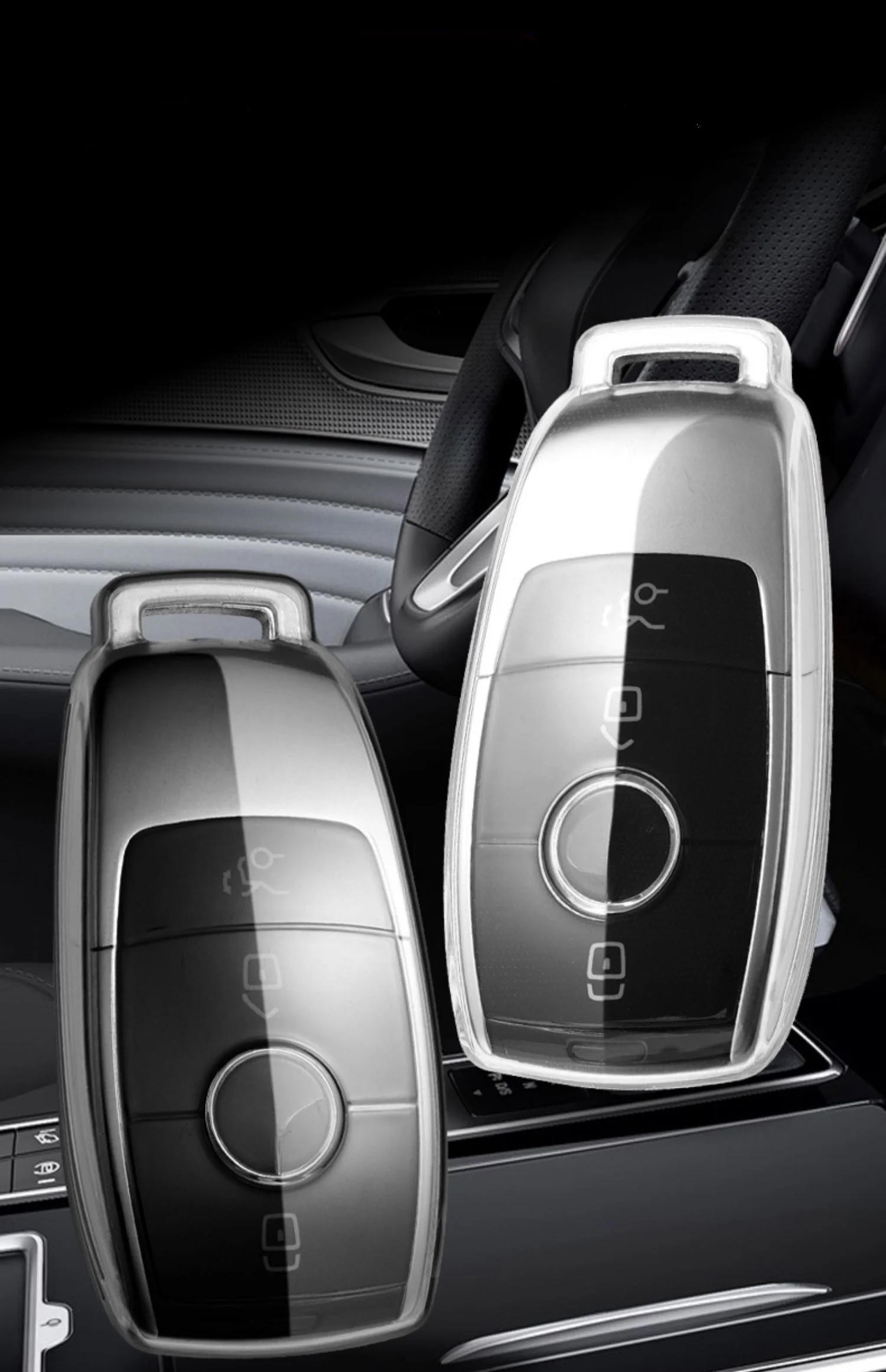 Transparent TPU Car Key Case Cover for Mercedes Benz E C S GLC Class E200 E400 E63 W213 S550 S560 C260 A200 Key Shell Protector
