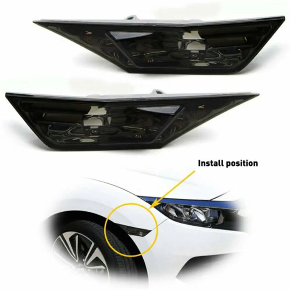 2pcs Car Turn Signal Light For Honda Civic 2016-2021 IP68 Waterproof turn signal width light modified black with LED bulb