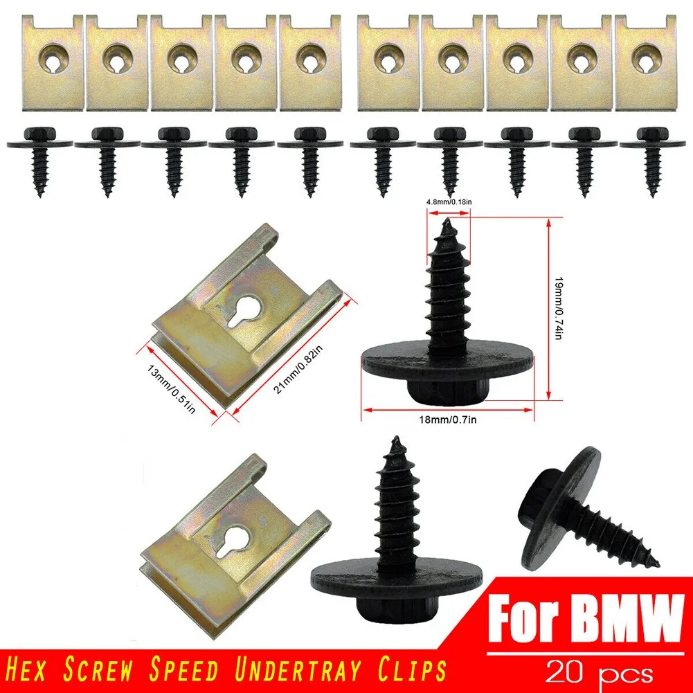 20pcs For BMW Hex Head Tapping Socket Bolt Screw Clips Undertray Splash Guard For E21 E30 E36 E46 E90 E91 E92 E93 E34 E39 E60