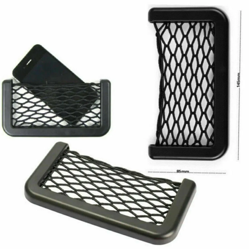 3PCS Car Storage Net Bags Mesh Pockets Universal Car Seat Side Back Storage Net Bag Phone Holder Pocket Organizer
