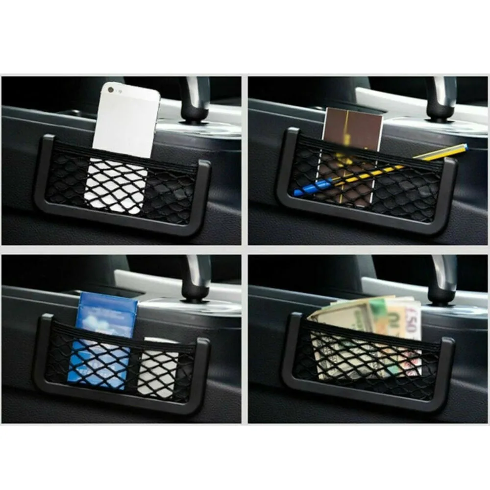 3PCS Car Storage Net Bags Mesh Pockets Universal Car Seat Side Back Storage Net Bag Phone Holder Pocket Organizer