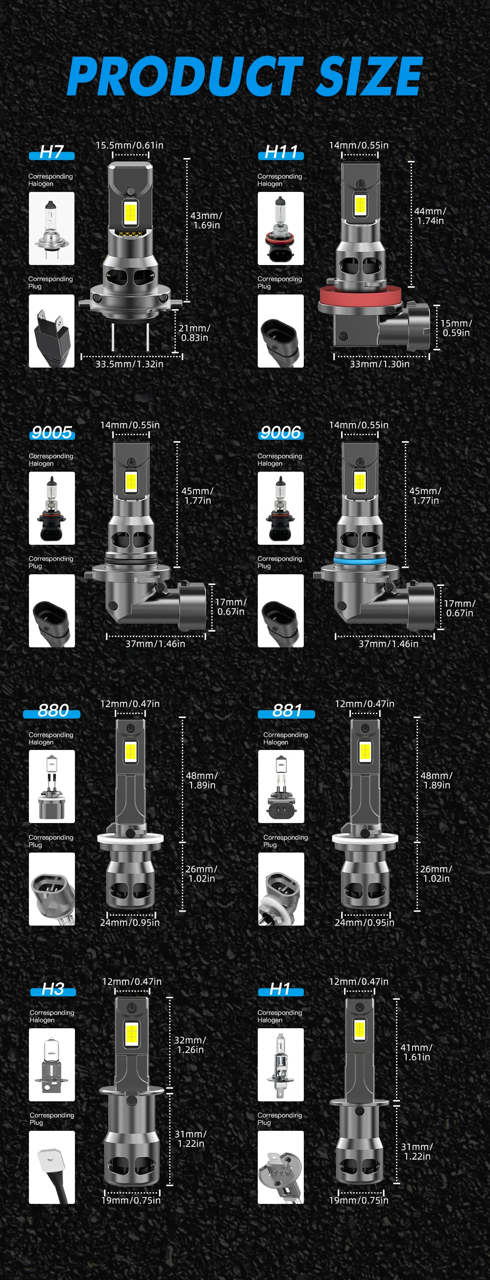 BEVINSEE 12000LM Lampadine H4 LED Auto H7 H11 H1 H3 LED Headlight Bulb 70W CANBUS HB3 9005 HB4 9006 H27 880 881 Fog Lights 12V
