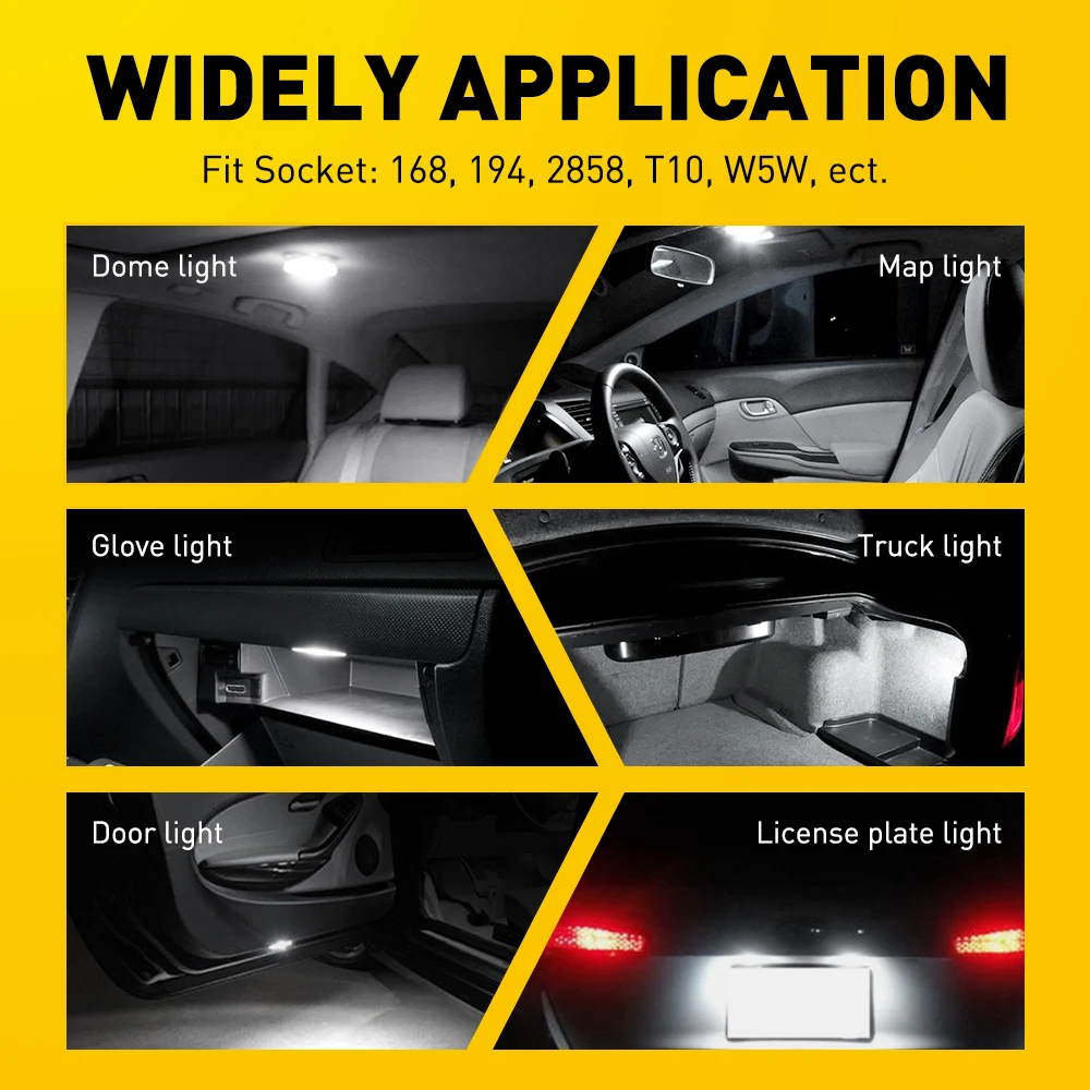 AUXITO 10Pcs W5W T10 W5W 194 501 Led Canbus No Error Car Interior Light T10 License Plate Lights for Bmw E46 F10 Golf 4 5 Audi