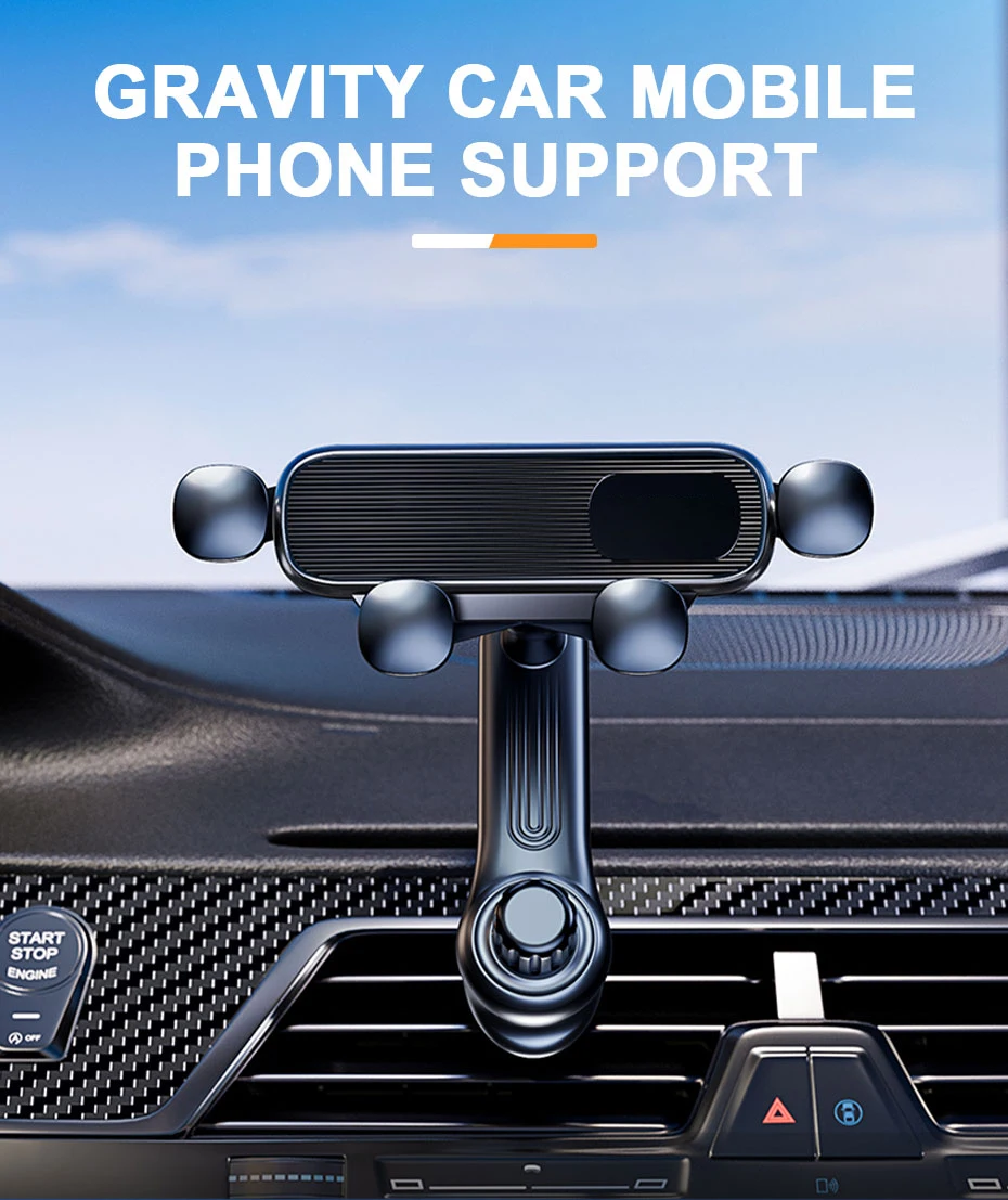 SEAMETAL Gravity Car Phone Holder Air Vent Telescopic Car Phone Mount 360-Degree Air Outlet Smartphone Support for 4.7-7 inch