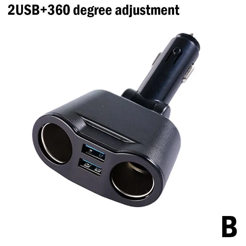 Car Cigarette Lighter 12V-24V Socket Splitter Blue Atmosphere Light PD QC3.0 2 USB Charger C Ports For Mobile Phone DVR Cha H4P2