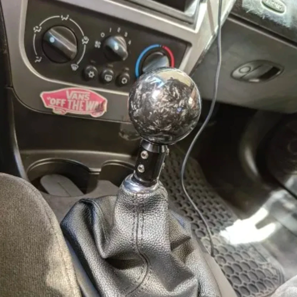 JDM Racing Real Carbon Fiber Gear Shift Knob Manual Transmission Shifter Lever Knob Round Ball Shape Handle Knob