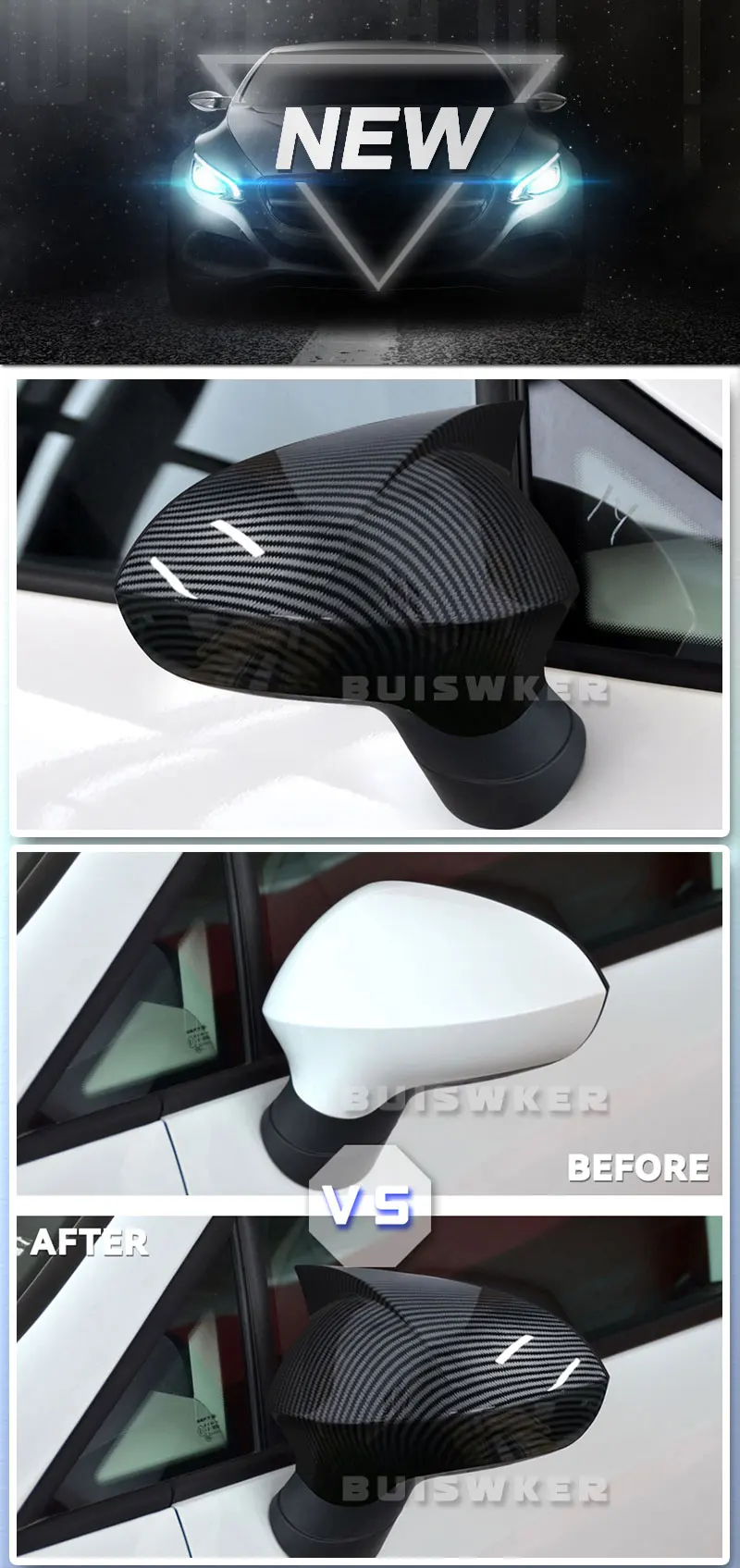 Mirror Cover Piano Black Exterior Accessories For Seat Ibiza 2008 2009 2010 2011 2012 2013 2014 2015 2016 2017