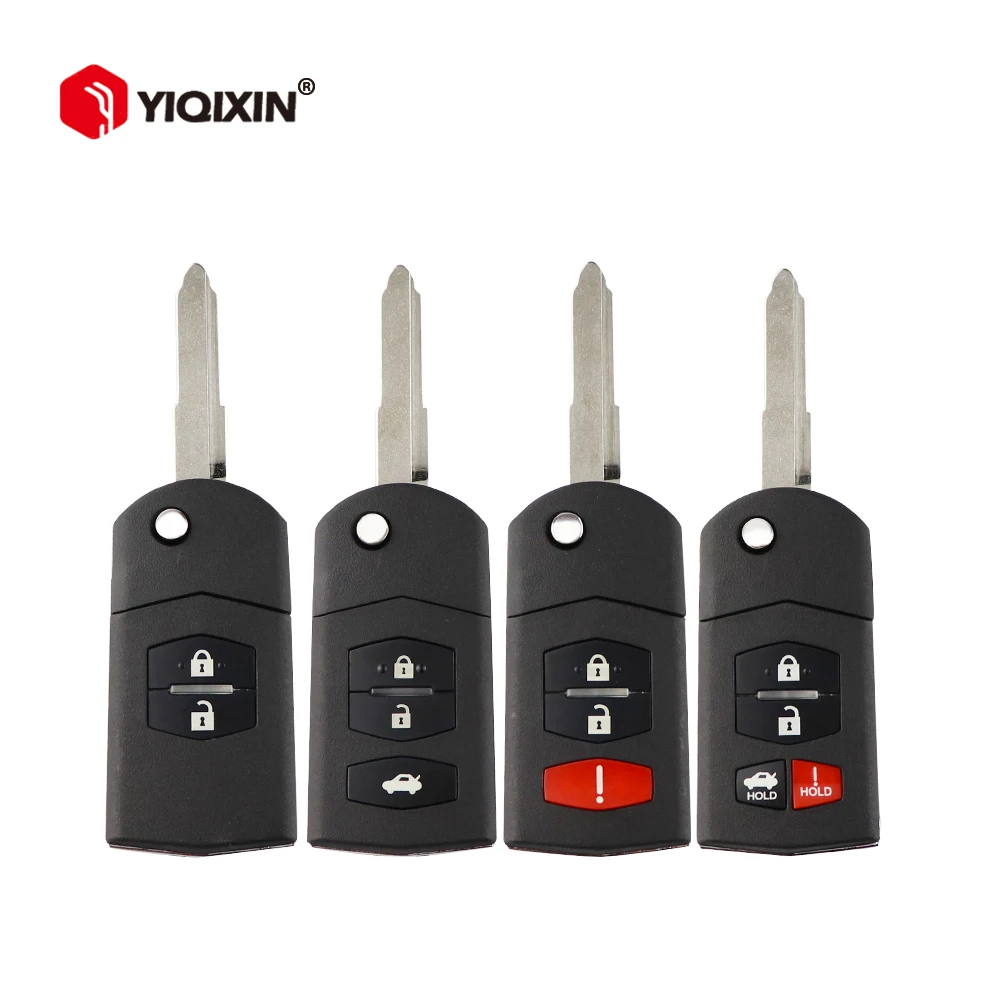YIQIXIN 2/3/4 Button Remote Car Key Shell For Mazda 2 3 5 6 CX5 CX7 CX9 RX8 M6 MX5 2005/6/7/8/9/10/11 Key Head Flip Uncut Blade