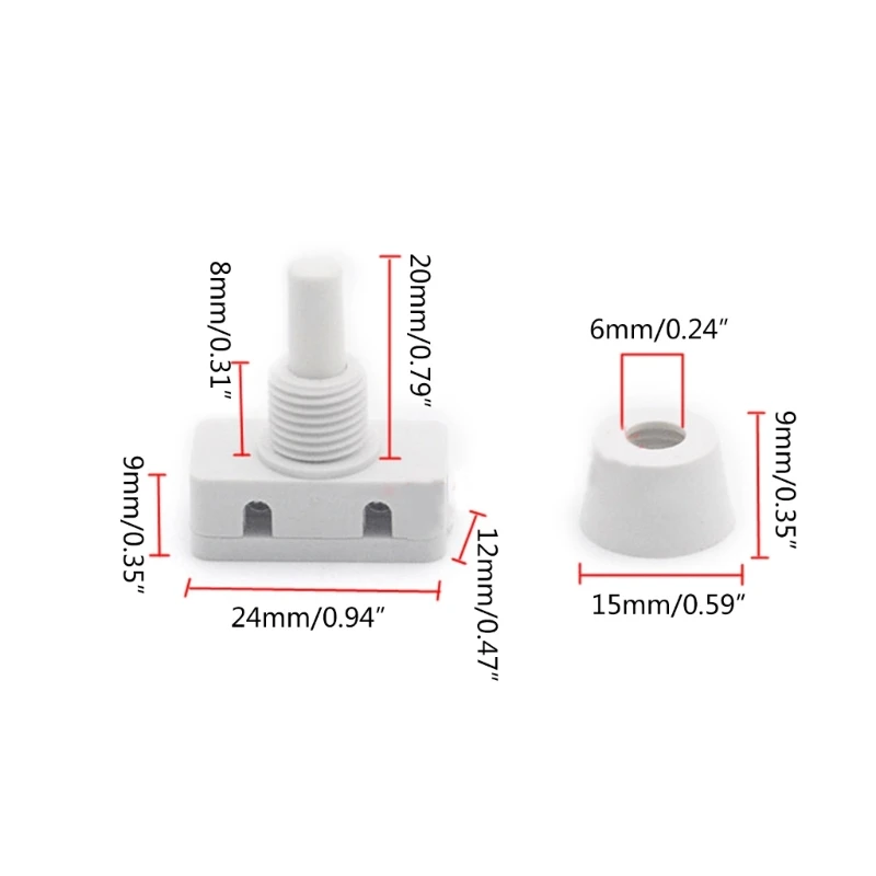 2 Pins Latching Pressure Switchs ON/OFF Push Button AC250V 10A for Industrial Field Home Lamp Mini Power Switches