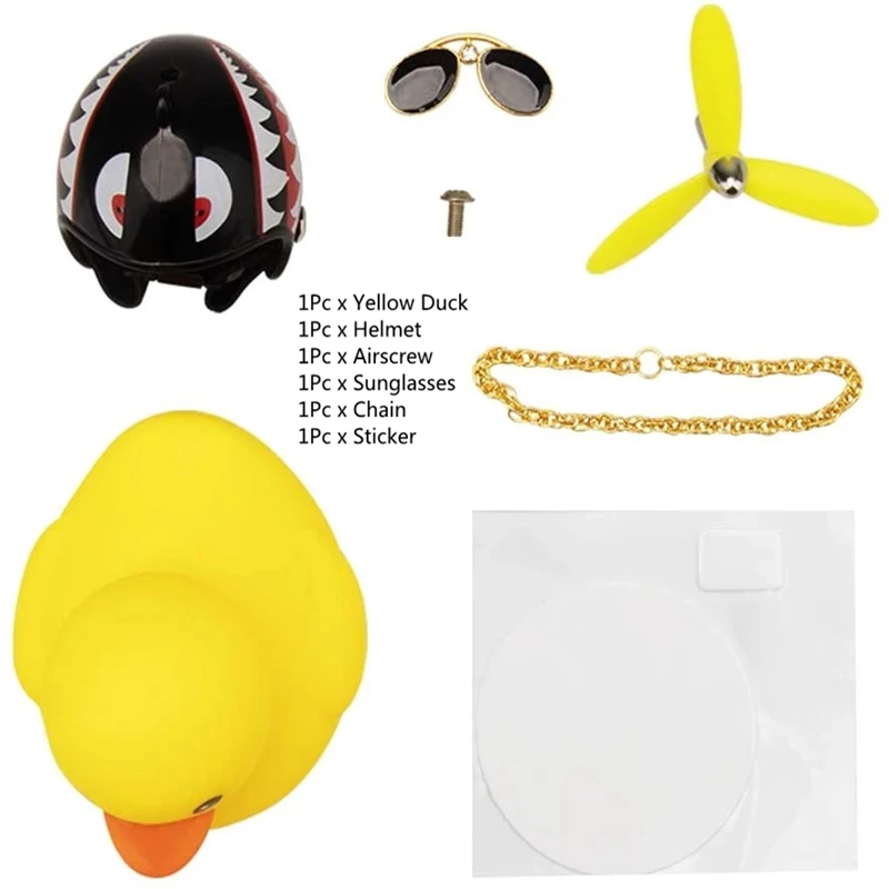 Car Cute Little Yellow Duck With Helmet Propeller Wind-breaking Wave-breaking Duck Auto Internal Decoration Without Lights Toys