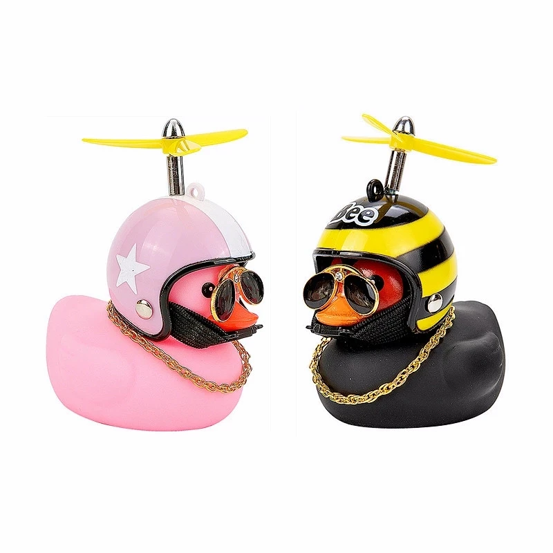 Car Cute Little Yellow Duck With Helmet Propeller Wind-breaking Wave-breaking Duck Auto Internal Decoration Without Lights Toys