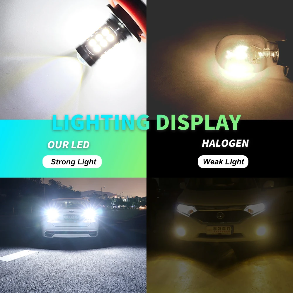 2Pcs H8 H11 HB4 9006 HB3 9005 H16 High Quality LED Bulbs Auto Anti Fog Lamps Car Driving Running Light Front Foglamp 6000K White