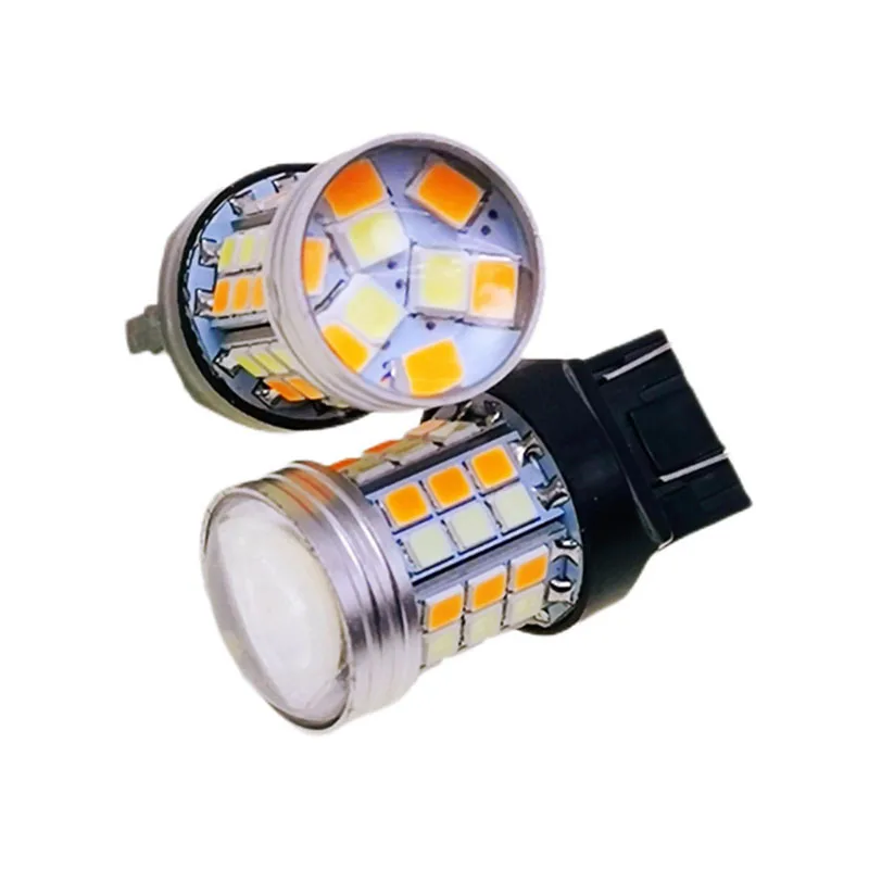 1pcs Dual Color T20 LED 7443 W21/5W Bulb 1157 BAY15D 45Smd Led T25 3157 P27/7W Car DRL Turn Signal Lamp Auto Lights Bulb Switch