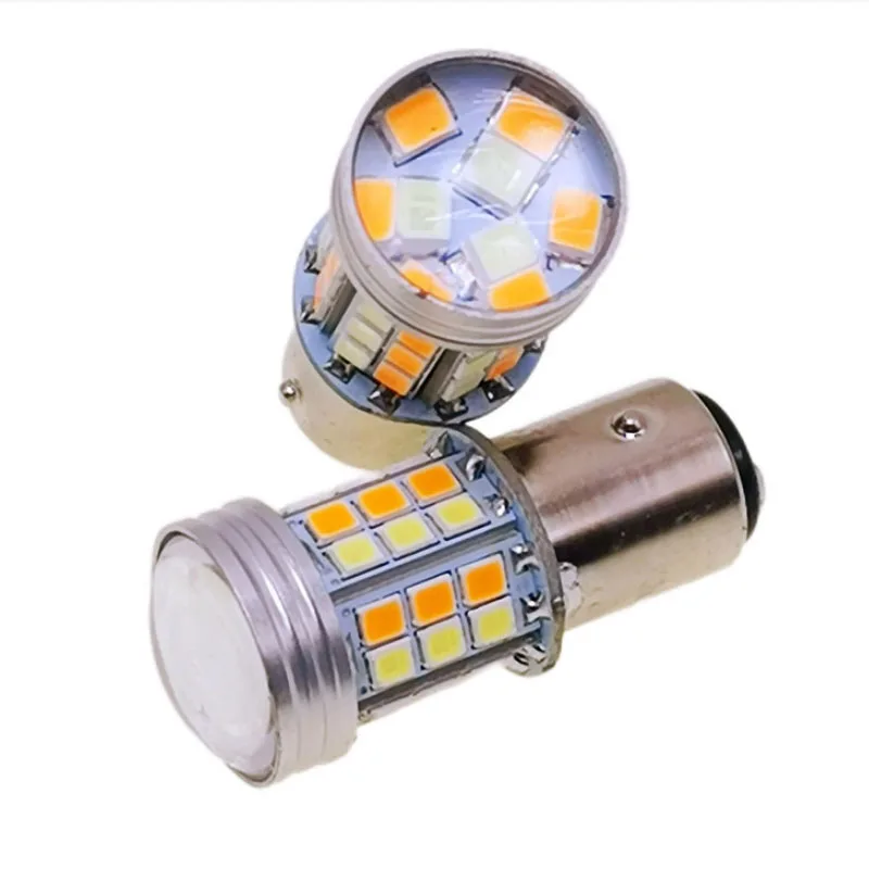 1pcs Dual Color T20 LED 7443 W21/5W Bulb 1157 BAY15D 45Smd Led T25 3157 P27/7W Car DRL Turn Signal Lamp Auto Lights Bulb Switch